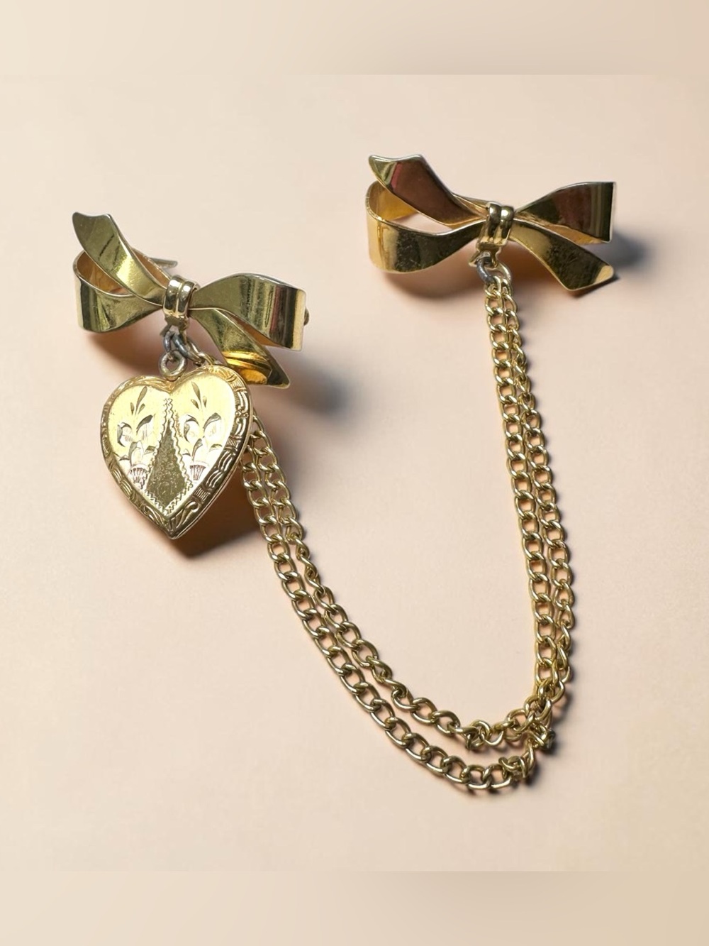 💛Vintage Mid-Century Gold Paired Brooch Signed Vargas 10k GF